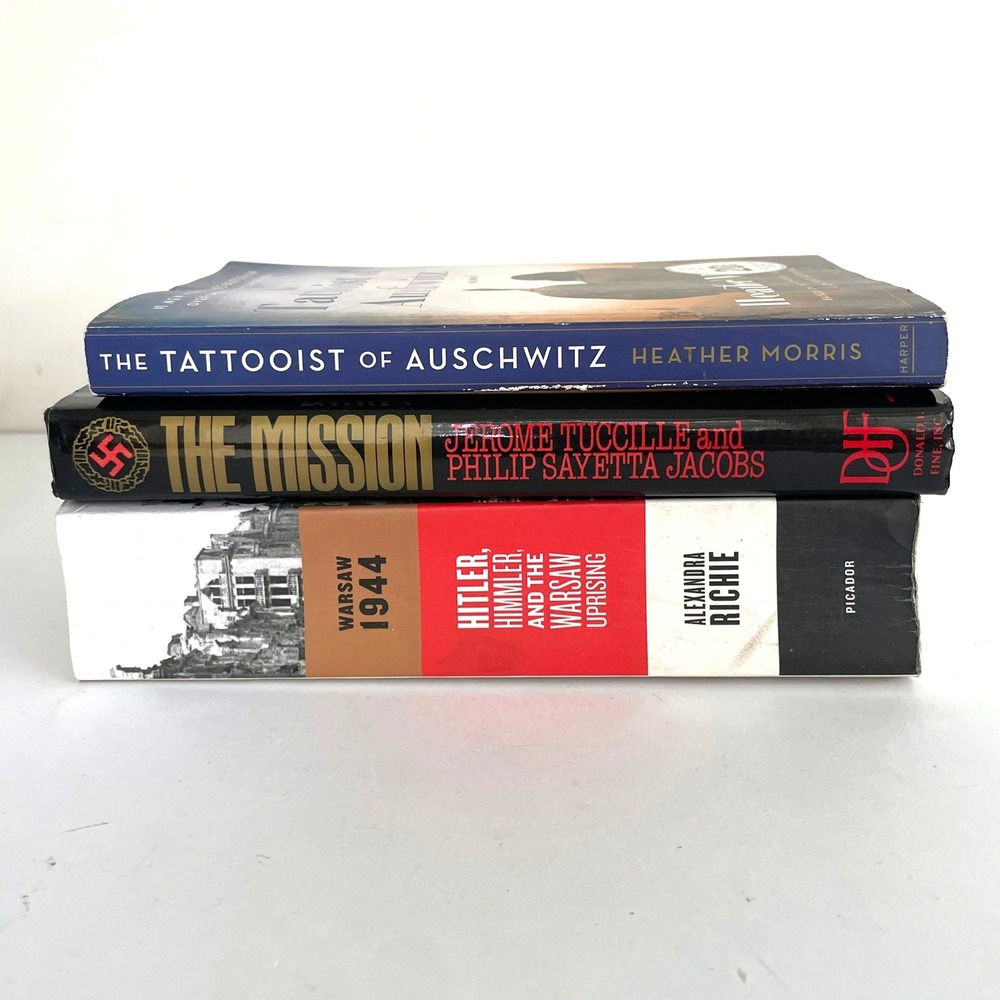 WWII Book Lot Warsaw 1944 Signed Alexandra Richie Tattooist of Auschwitz Mission